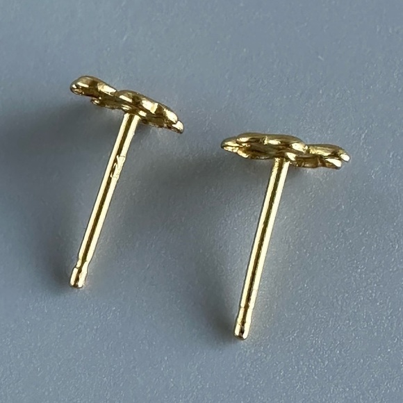 14k Gold Vermeil Four Leaf Clover Stud Earrings - Picture 7 of 12